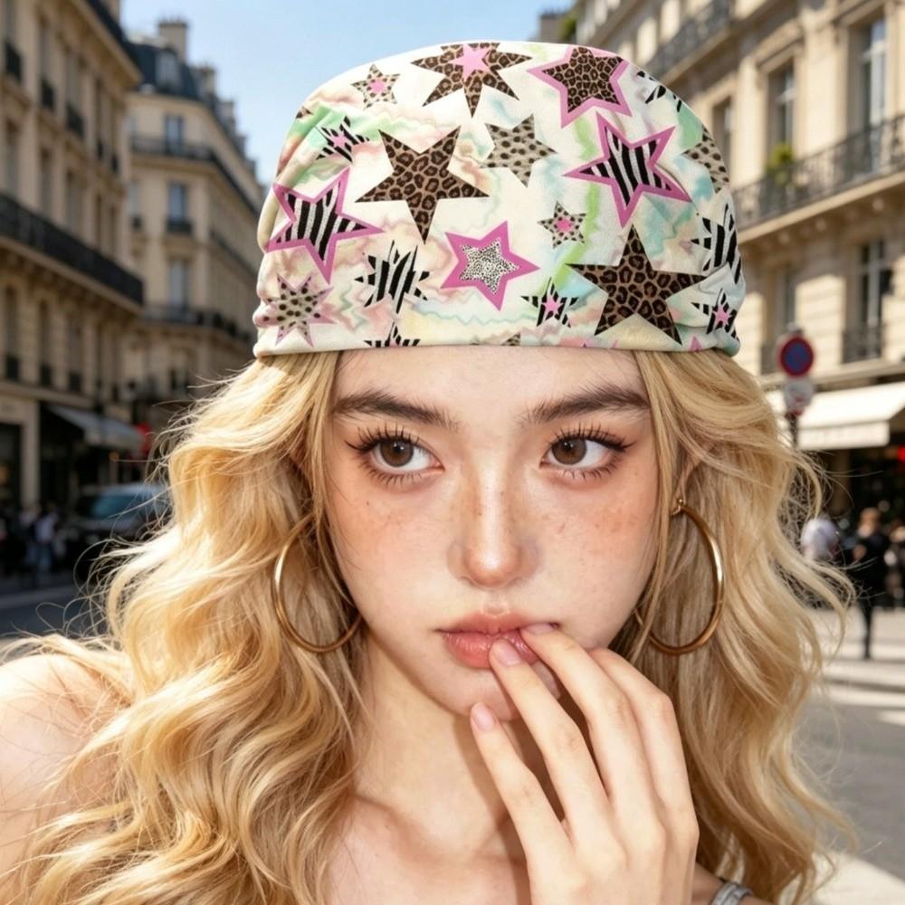 Leopard Star Print Square Scarf Vintage Headscarf New Hair Bandana Wrist Wrap
