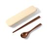 3-Piece Cutlery Set (Chopsticks, Spoon, and Chopstick Holder) Made of Natural Wood with Storage Case for Kids and Adults, Perfect for Lunchboxes, Comm