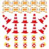 EXCEART Traffic Sign Mini Road Playset for Made of Highly For Ages 3 and 30 Pieces Cone Orange Barricade Yellow Signs, Recognition, Signs, Children,