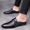 Fashion Fashion Mens Slip On Shoes Genuine Leather Handmade Half Dragged Loafers Men Casual Summer Walking Shoes All-match Men Footwear