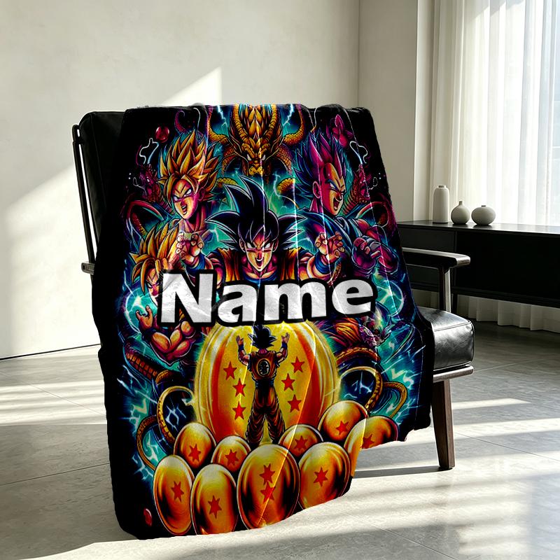 Custom Name Personalized Anime Print Blanket, Home Decor, Bedroom, Sofa, Camping, Couch, Gifts for Birthday Christmas