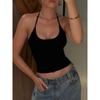 2025 Summer European & American Style Women's Sexy Backless Slimming Halter Crop Top