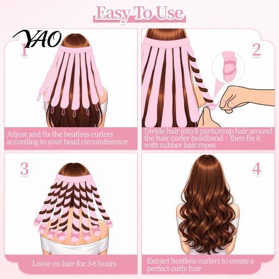 No Heat Curling Headband Rod Headband, Hair Curler fo Long Thick Hair, Gentle Styling Tool Curls Roller with Eight Claws, DIY for Women Claws