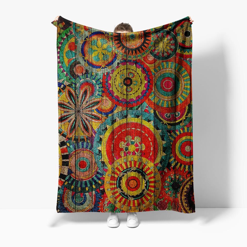 Boho Colorful Tribal Ethnic Printed Throw Blanket Bedspread Cushion Cover Sofa Decor Home Textile