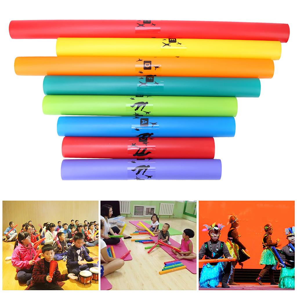 8pcs Orff Percussion Instrument Plastic Sound Tube Color Octave Tube Kit Kids Musical Toy