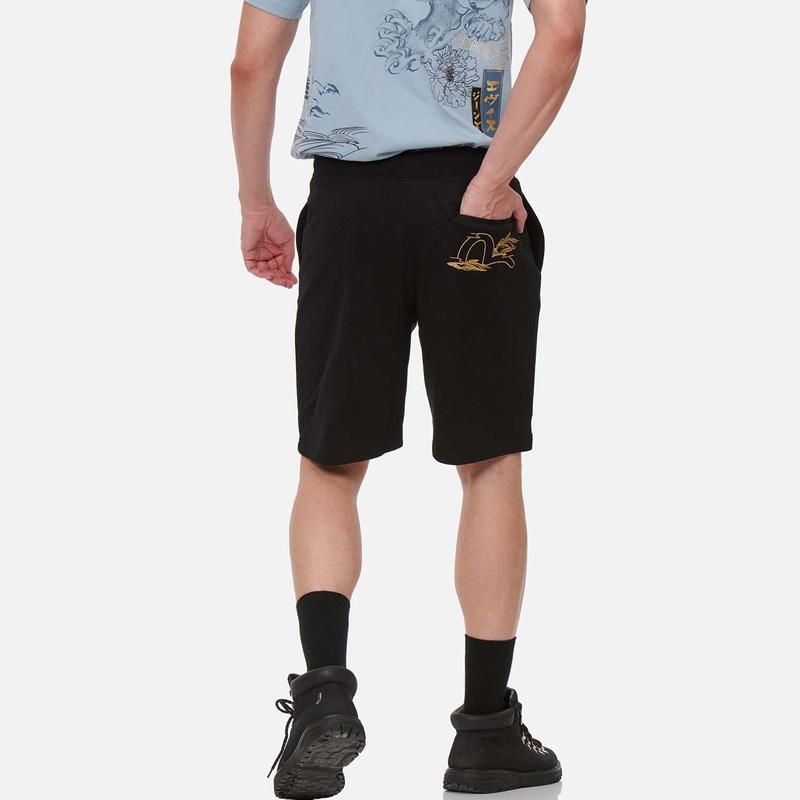 Evisu FW23 Спортивные шорты с вышивкой чайки, облегающие, мужские, черные 2ESHTM3ST356SLCT