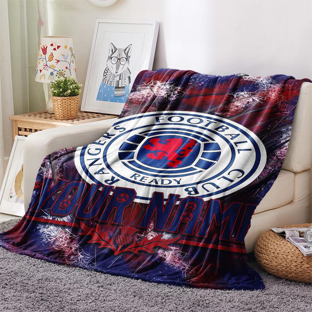1PC Rangers F Custom Name Patterned Flannel Blanket Suitable For All Seasons For Home Decor Warmth And Comfort Gifts Holiday Present