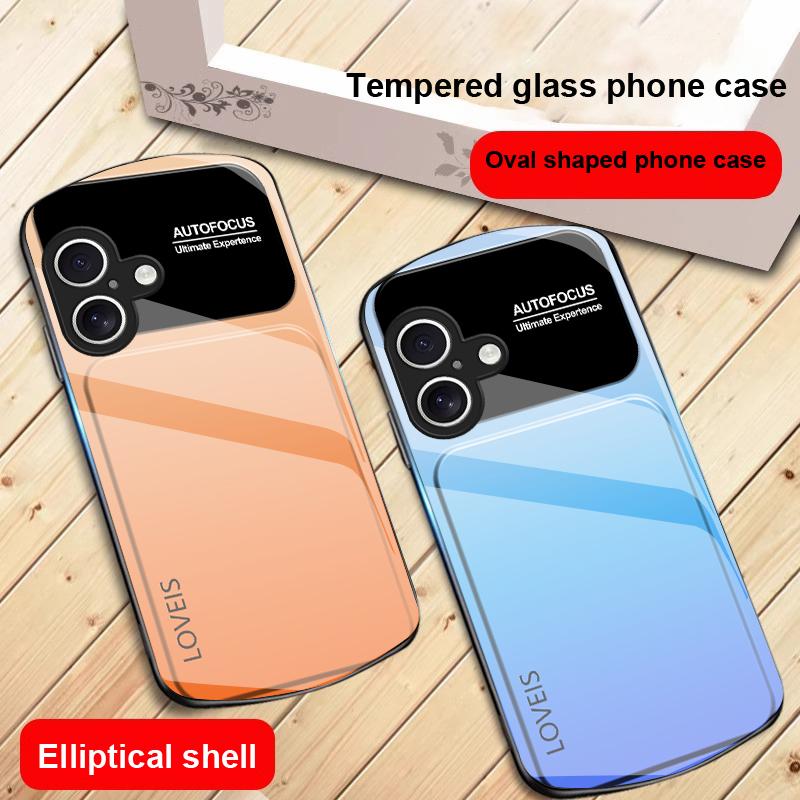 Фиолетово-синяя комбинация Для iPhone 17 16 15 14 13 Plus 12 mini 11 Pro Max XR Xs Max X 7 8 6S 22 20 Эллиптический стеклянный чехол для телефона