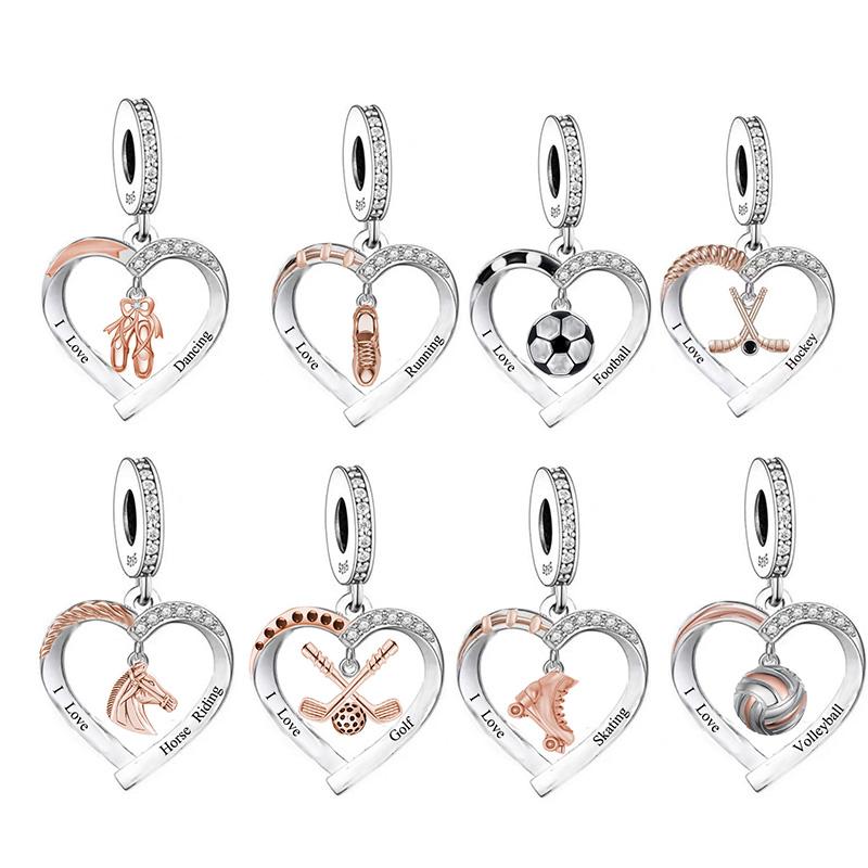 Fit Original Pan Charm Bracelet 925 Sterling Silver Ballet Shoe Hockey Football Running Shoe Bead for Women Jewelry Making