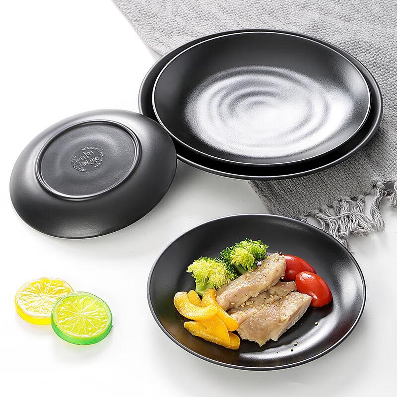 Jiuyue Mei Black Melamine Round Hot Pot & BBQ Serving Plate