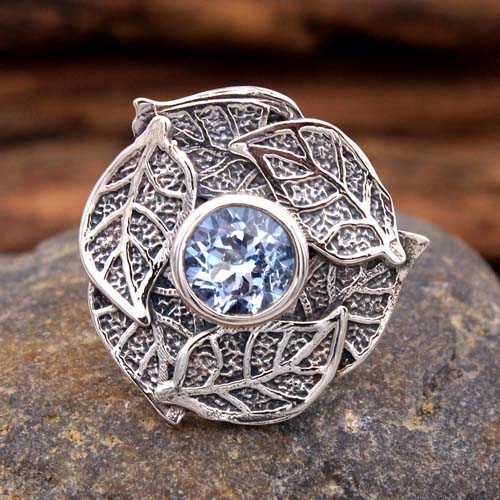Кольцо с голубым топазом, Подарки для нее, Серебряное кольцо с подвеской, Ювелирные изделия с драгоценными камнями, Серебряные украшения, Цветочное кольцо,