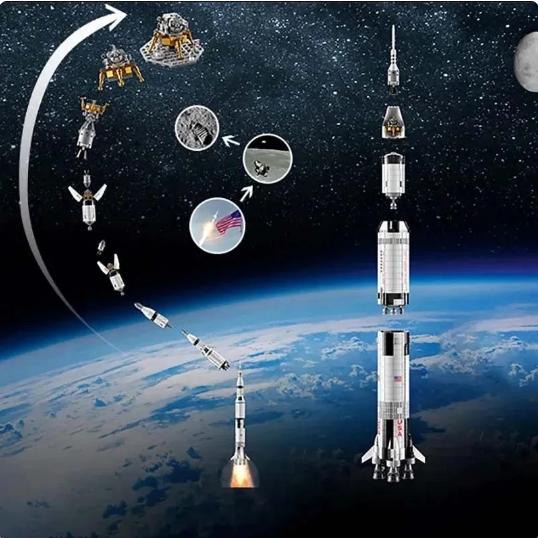 Конструктор Apollo Saturn V 92176 Космическая ракета Серия Идеи Кирпичики Развивающие игрушки для детей Подарки на день рождения и Рождество