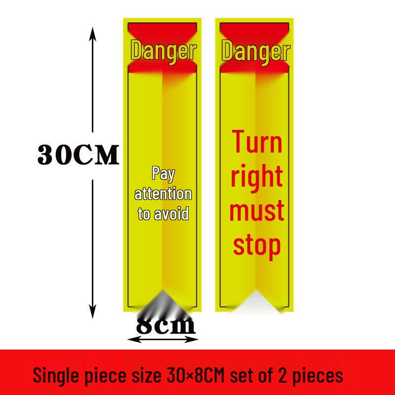 Reflective Warning Sticker: Right Turn, Stop, Truck Blind Spot, Parking, Yielding, Danger