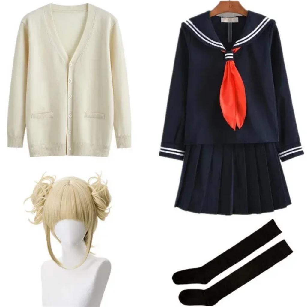 Костюм для косплея «My Hero Academy» на Хэллоуин, аниме Boku No Hero Academia Himiko Toga JK, униформа, свитер, пальто, парик, костюмы