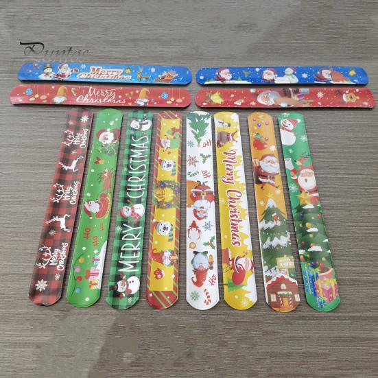 12/24/48 шт., рождественские браслеты с рисунком Санта-Клауса и оленей, круглые браслеты с хлопком для детей и взрослых