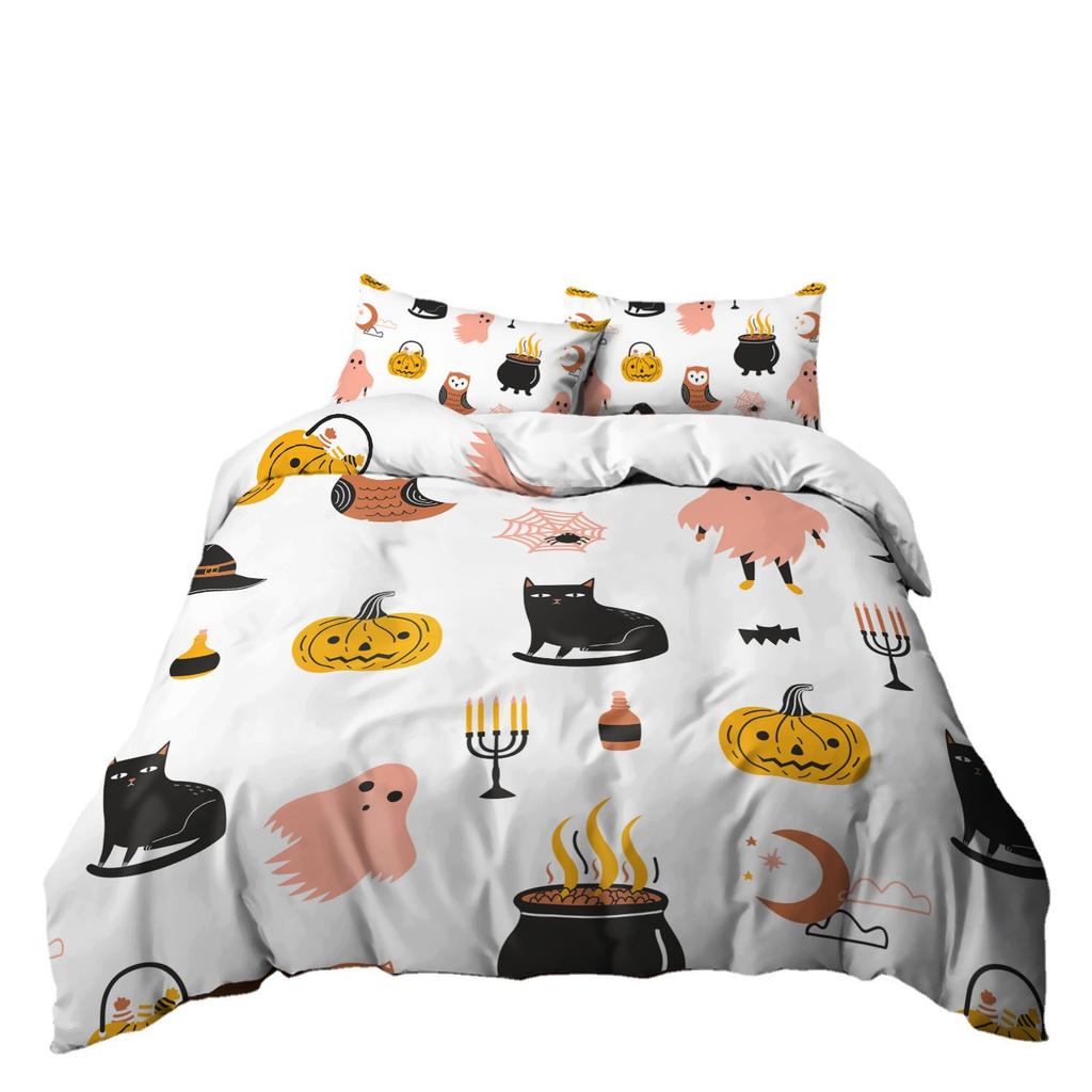 Hot-Selling Holiday Halloween Three-Piece Digital Printing Quilt Cover Bedding