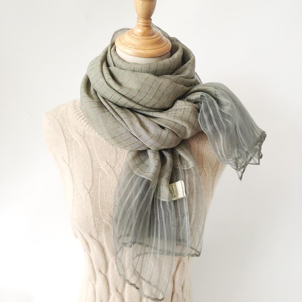 New Style Silk Scarf for Women Spring and Autumn Mulberry Silk Scarf for Women Gold Thread Cheongsam Shawl for Headscarf