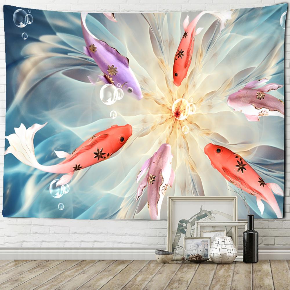 Мертвые листья лотоса кои гобелен настенный искусство природа растение хиппи тапиз домашний декор фон ткань