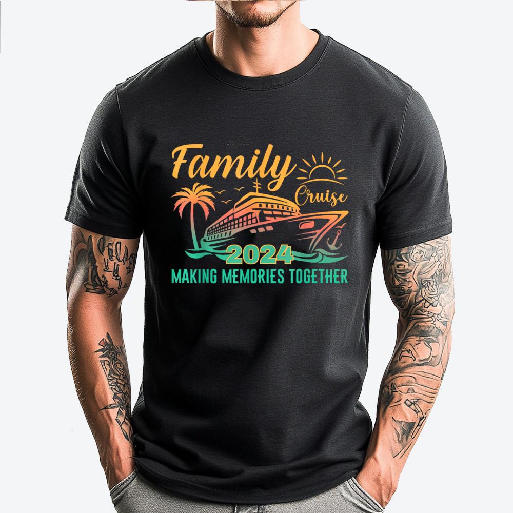 Family Cruise Making Memories Together Vacation Boat Black T Shirt Mens Clothing Game