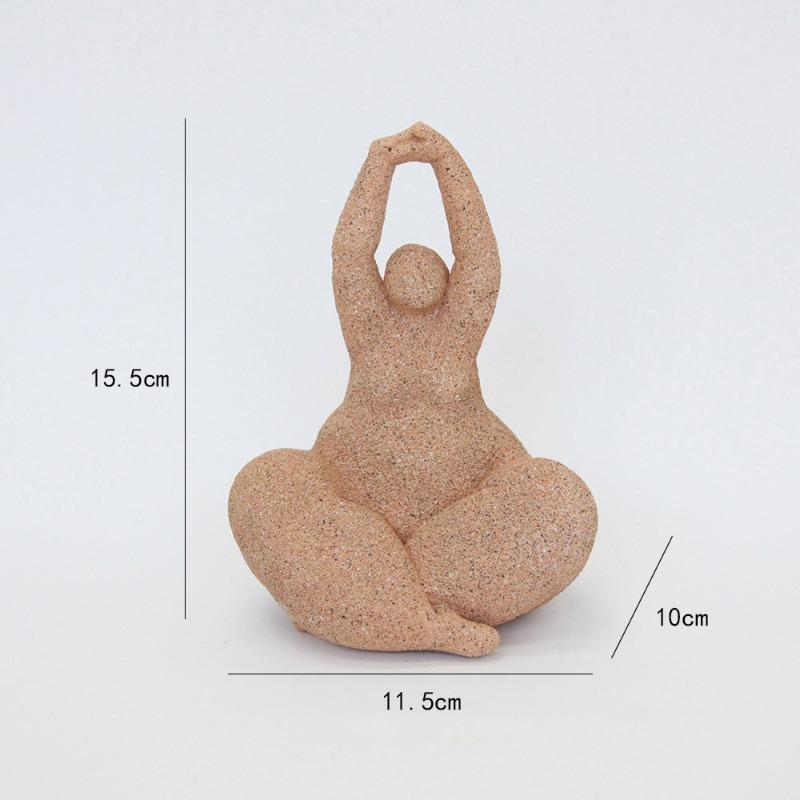 Terracotta Red Resin Abstract Yoga Woman Sculpture Figurine Minimalist Tabletop Home Studio Ornament Gift Desk Shelf Office