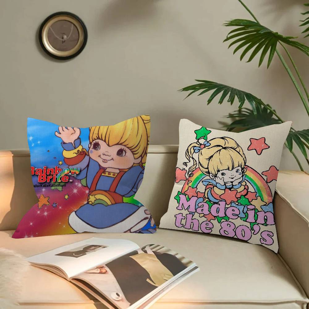 R-Rainbow B-Brite Cartoon Pillowcase Toon Gift Cushion Cover Bedroom Home Sofa Chair Seat Decor Pillow Case