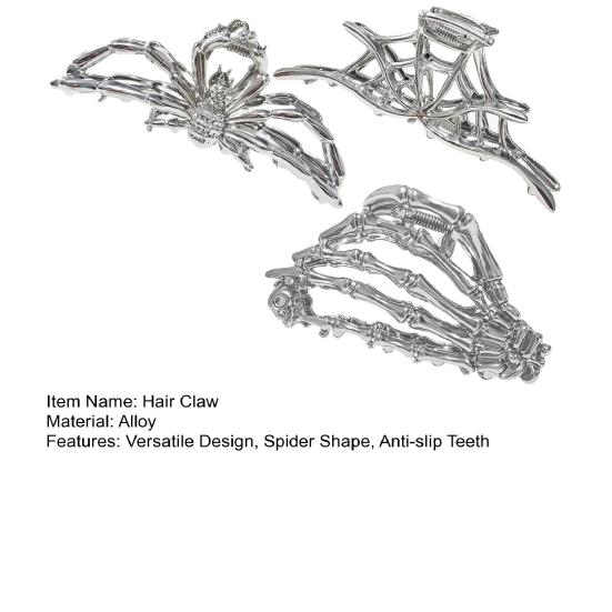 3 шт. Женские заколки для волос в форме паука, летучей мыши, черепа, руки, заколки для волос с противоскользящими зубцами, заколки для волос на затылок, аксессуары для укладки волос