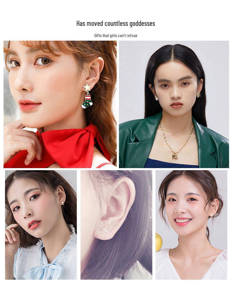 S925 Silver Snowflake Earrings Set: Elegant Week-Long Gift for Girlfriend