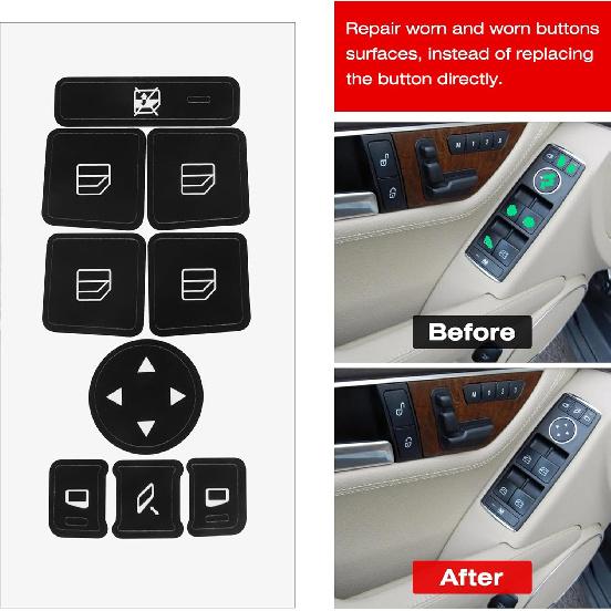 RDBS Car Interior Button Stickers Fit for Mercedes Benz W176 W246 W204 W212 C207 A207 W218 R172 R231 X204 Steering Wheel Window Door Lock AC Seat