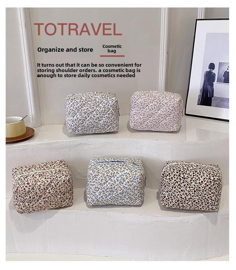 2024 Цветочная хлопковая косметичка - Большая вместимость, портативная, для хранения в руке