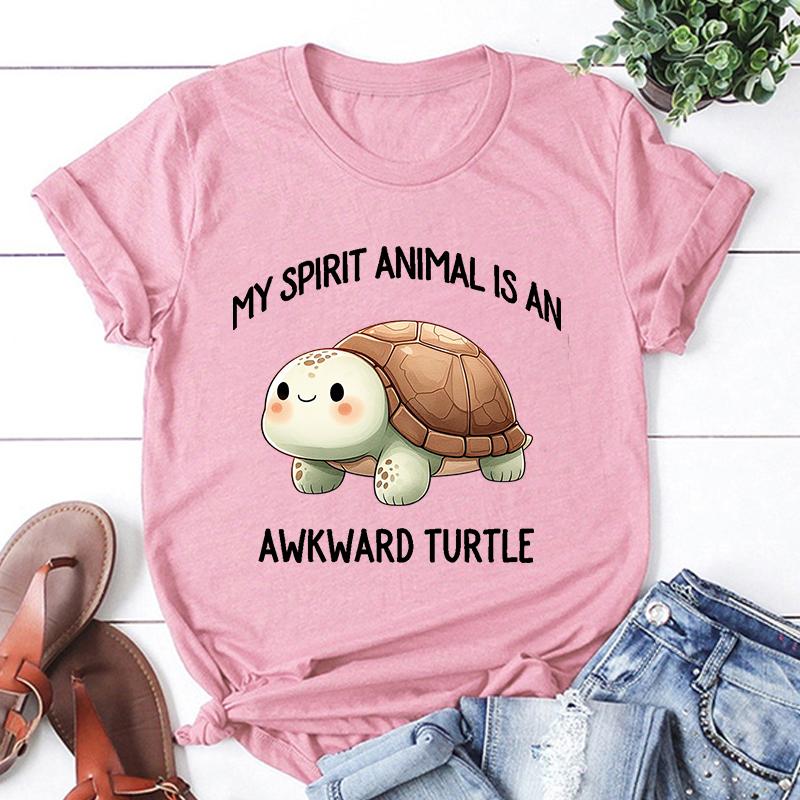 Мое тотемное животное - неуклюжая черепаха. Принтованная футболка. Мужские/женские топы. Футболки. Летняя прохладная свободная с коротким рукавом.