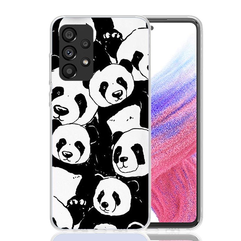 Cartoon Cute Panda Bear Phone Case For Samsung Galaxy A13 A14 A15 A16 A53 A54 A55 A56 A33 A34 A35 A36 A23 A24 A25 A26 A05S A04S