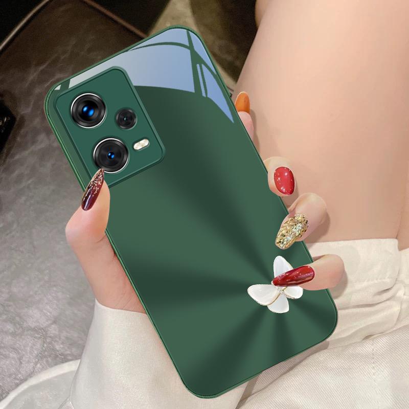 Градиентный Синий Бабочка Для Xiaomi 14 Ultra 13 Lite Redmi Note 13 11 Pro 12 Plus Poco X6 3 Pro F4 6 GT Закаленное Стекло Чехол Для Телефона