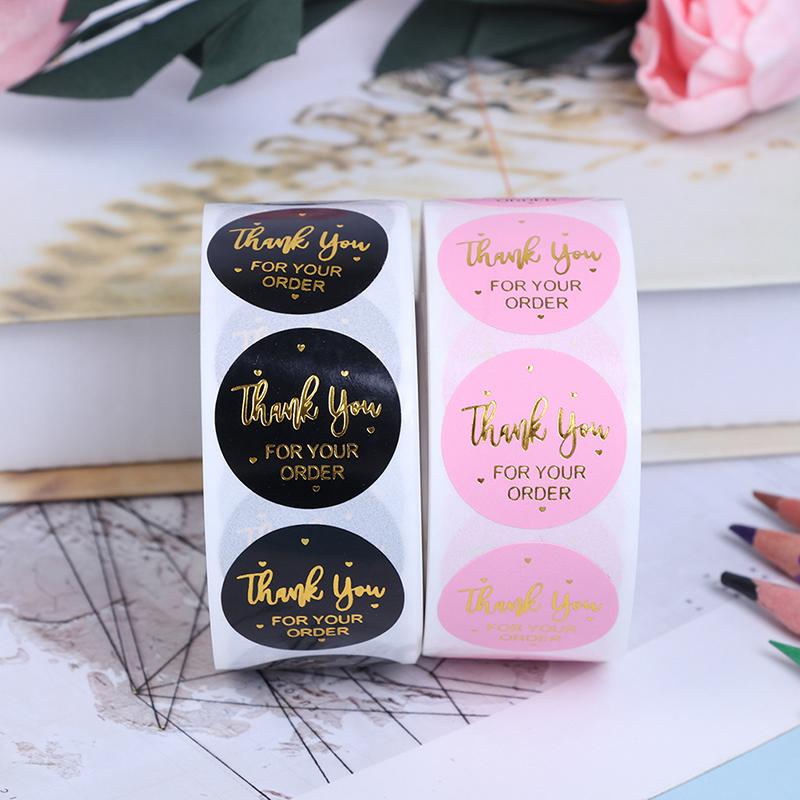 500 шт. Розовый Черный Ручная работа С Для Вашего Заказа Наклейка Сердце Спасибо Наклейка