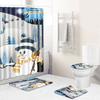 Christmas Waterproof Shower Curtain Four-Piece Floor Mat Combination Set Household Door Mat Bedroom Living Room Carpet