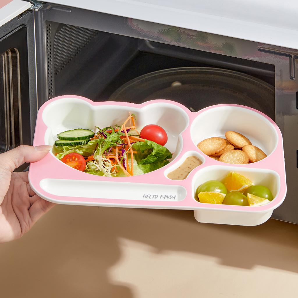 Новая мультяшная пластиковая разделенная обеденная тарелка с суповой миской многоразовые тарелки для еды для детей безопасный поднос для еды в микроволновой печи