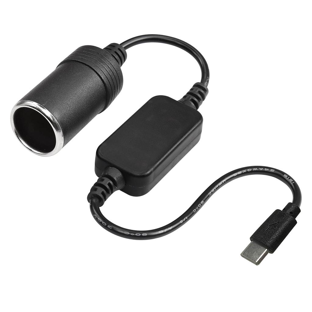 Car Adapter USB C Male To 9V 12V Car Cigarette Lighter Socket Step Up Cable Female Power Cord for Power Bank DVR