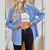 Elegant Casual Long Sleeve Striped Blouse Top Ladies Shirt All Match Summer Spring