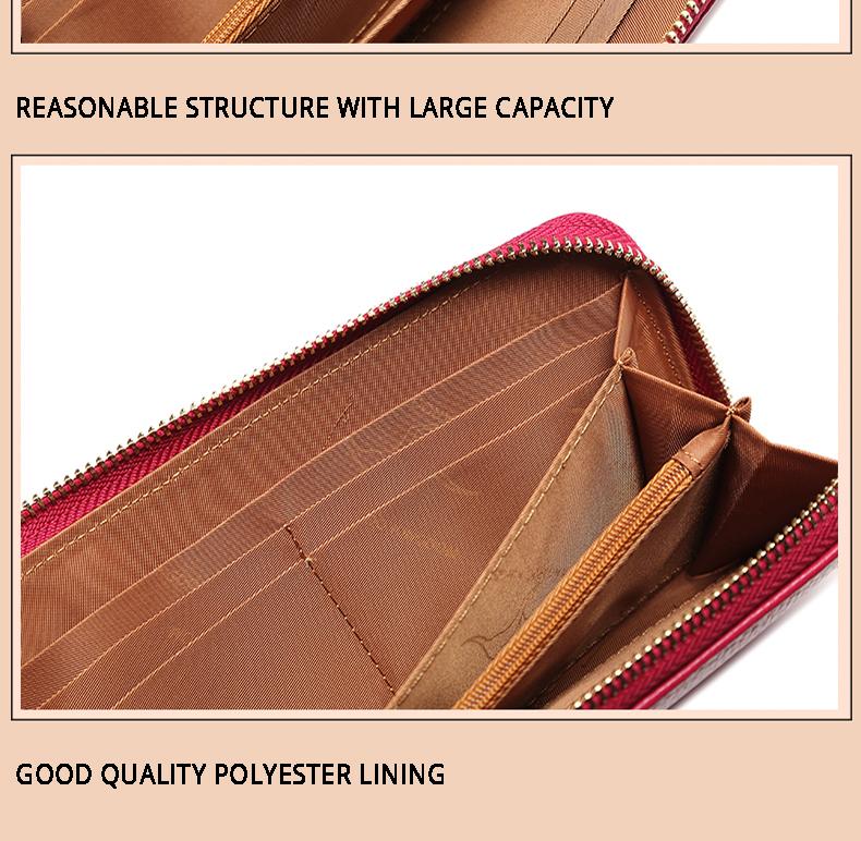 KANGAROO KINGDOM женский кошелек из натуральной кожи, длинный женский клатч, кошелек на молнии, держатель для карт