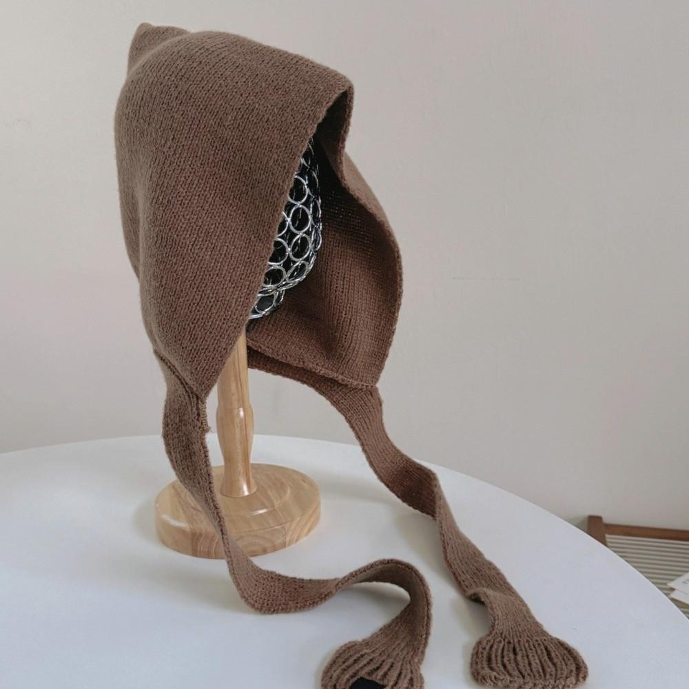 Защита ушей Балаклава Шапка Мягкие Вязаные Шапки Винтажные Ветрозащитные Шапки с Капюшоном Женские