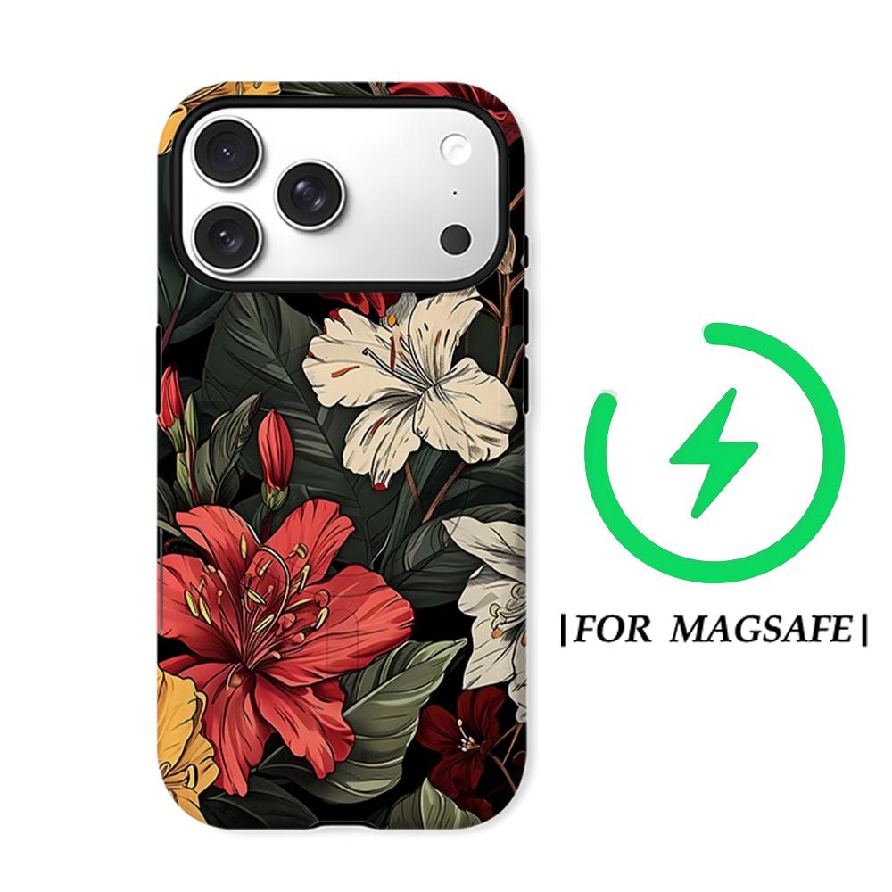 Винтажный чехол для телефона с цветком гибискуса для IPhone 17AIR 16E 16 15 14 13 12 11 17 Pro Max Plus Двухслойная задняя крышка