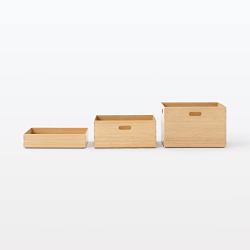 Прямоугольный бамбуковый штабелируемый ящик для хранения MUJI, Средний, 37 см Ш x 26 см Г x 16,5 см В, Артикул 12047308, Подходит для хранения одежды