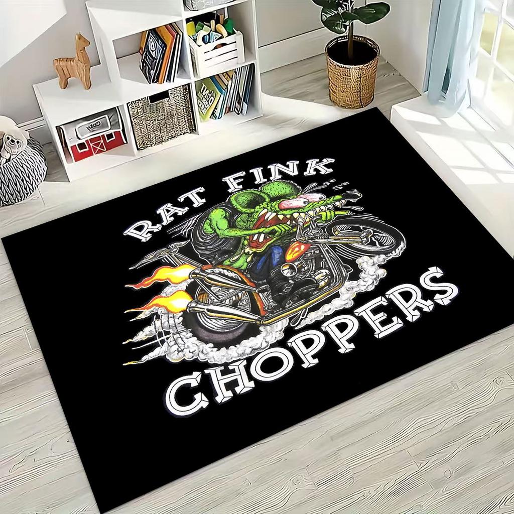 3D Бунтарский RAT FINK Автомобили Знак Мультяшный Ковер для Спальни Гостиной Дивана Дома Декор Приветственный Коврик, Большой Детский Игровой Нескользящий Напольный Коврик