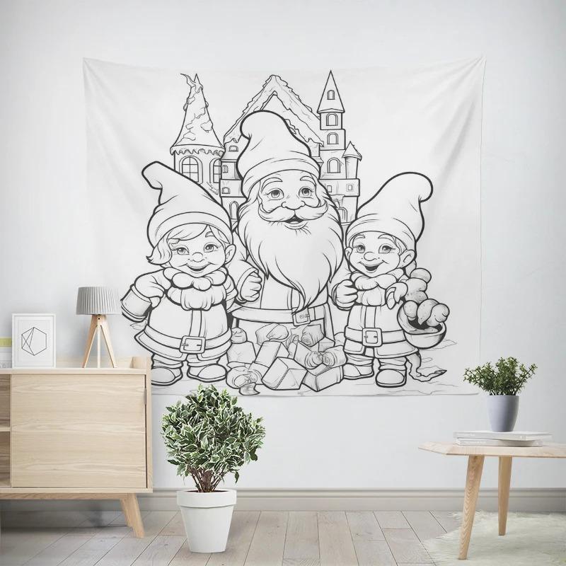 Рождество Новый год Санта-Клаус Картина Олень Узор Гобелен Гостиная Диван Автомобиль Интерьер Украшения Гобелен