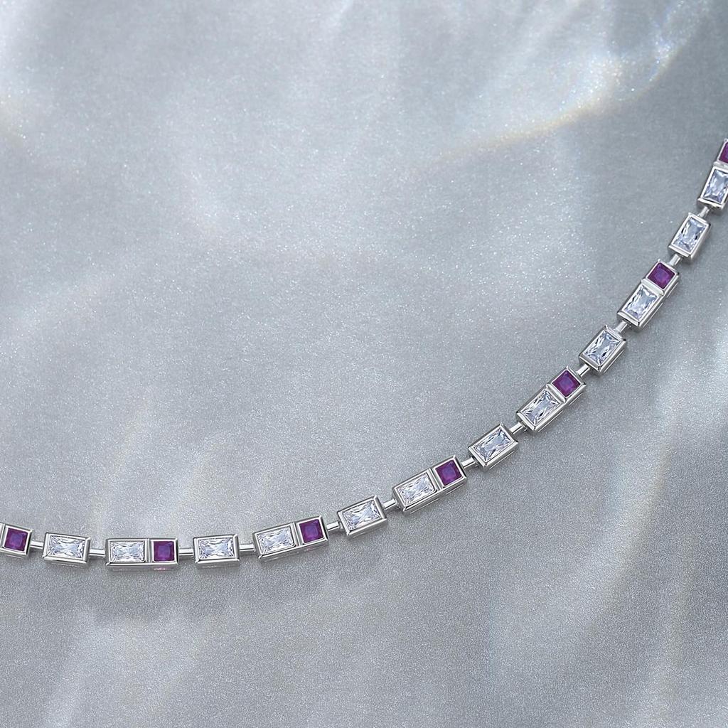 FANCIME Теннисный браслет Браслет Аметист Камень февраля Квадратный 2 цвета Циркония Камень силы Амулет Подарок для женщин Унисекс Бренд Женский