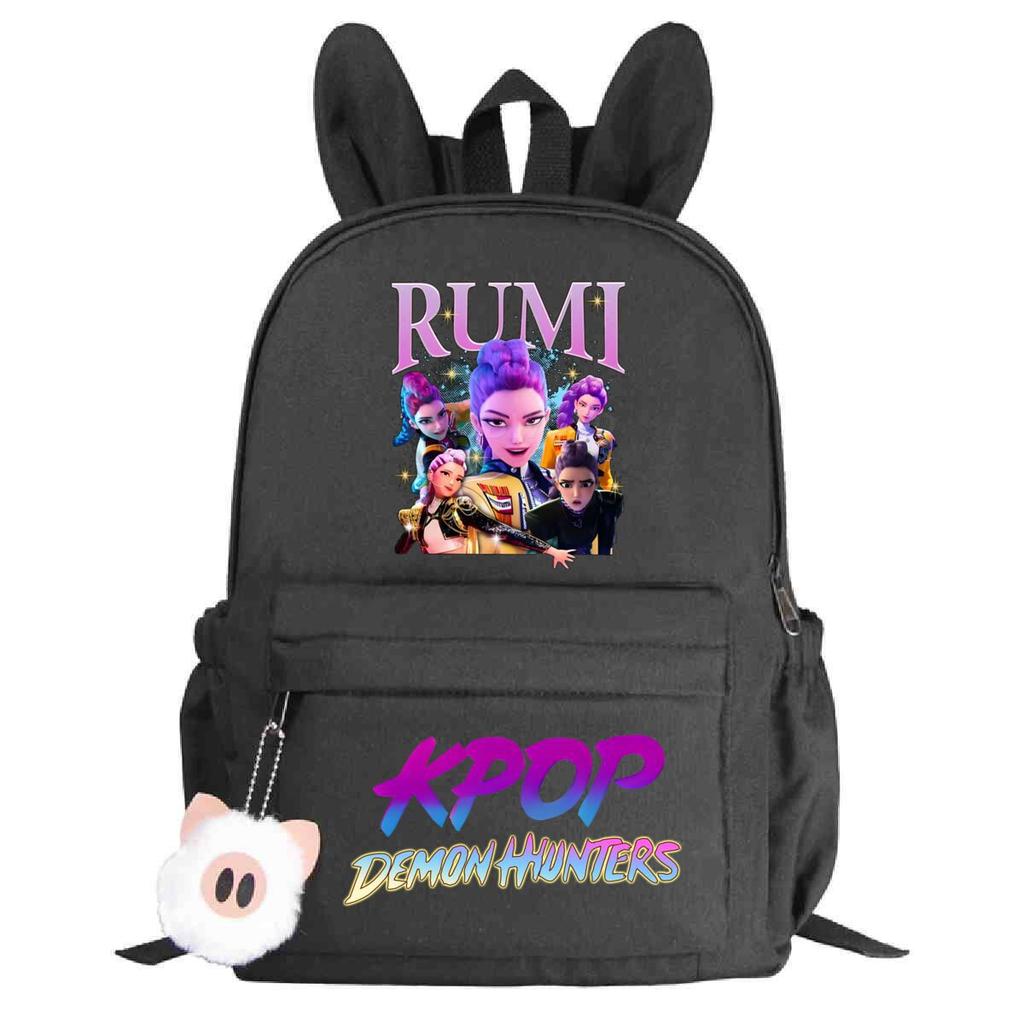 Kpop Anime Cartoon Print Student Korean Version Schoolbag Lightweight Cute Rabbit Ear Backpack