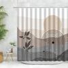 unframed Abstract Neutral Leaves Simple Bathroom Shower Curtain Mid Century Sun Minimalist Modern Polyester Fabric Decor Bathr