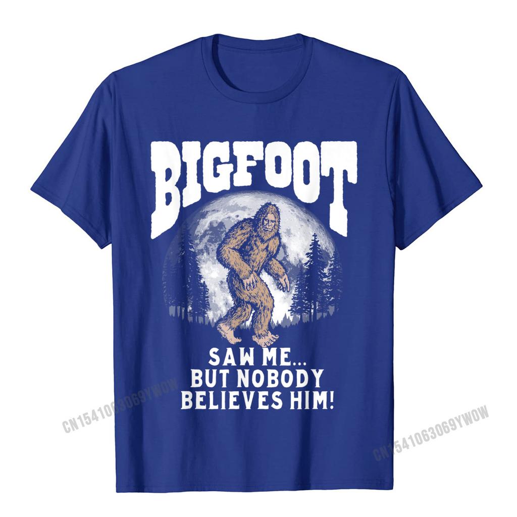Bigfoot Saw Me But Nobody Believes Funny Sasquatch Moon TShirt Camisas Unisex Cool Tops  Tees Cotton Unisex Top TShirts Oversized