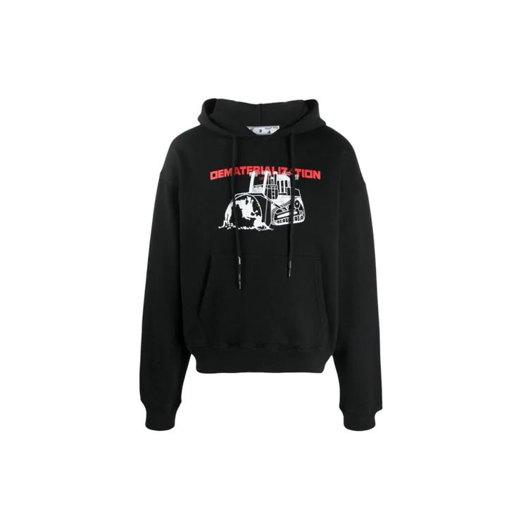 Off-White SS21 Dematerialization Logo Print Hoodie Мужские топы Черный OMBB037R21FLE0041025