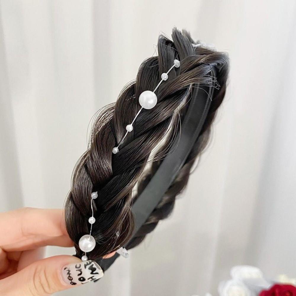 Милая ручная работа синтетическая плетеная повязка на голову парик в ретро стиле эластичный дизайн коса рыбий хвост повязка на голову широкая резинка для волос для повседневной носки