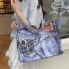 Премиальная джинсовая сумка-тоут через плечо с пэчворком, большая вместимость, лето, новая мода, нишевый дизайн, сумочка